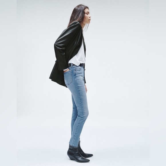 Rag & bone Nina Full Length Skinny Jeans in Levee Medium Wash with Raw Hem - Picture 2 of 10